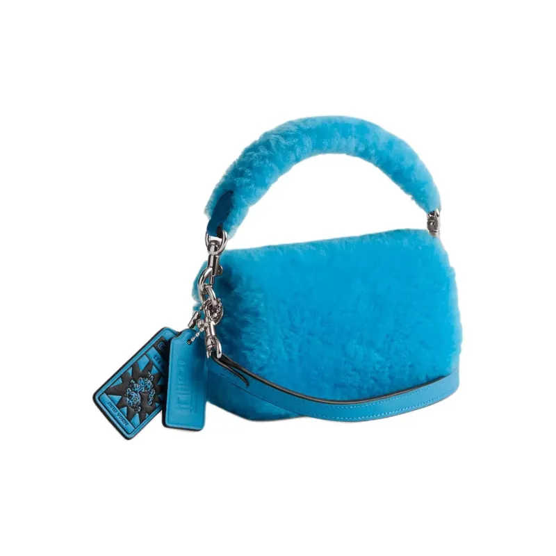 COACH LIL NAS Collaboration Shearling Crossbody One Shoulder Handbag Mini Women's Blue-1
