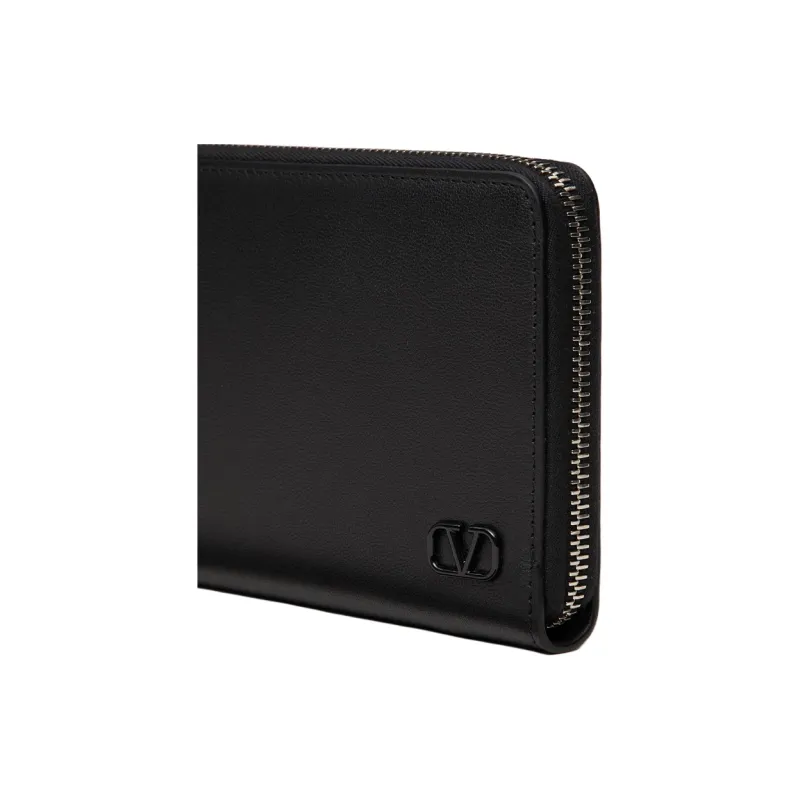 Valentino Vlogo Patent Leather Wallet Men's Black-4