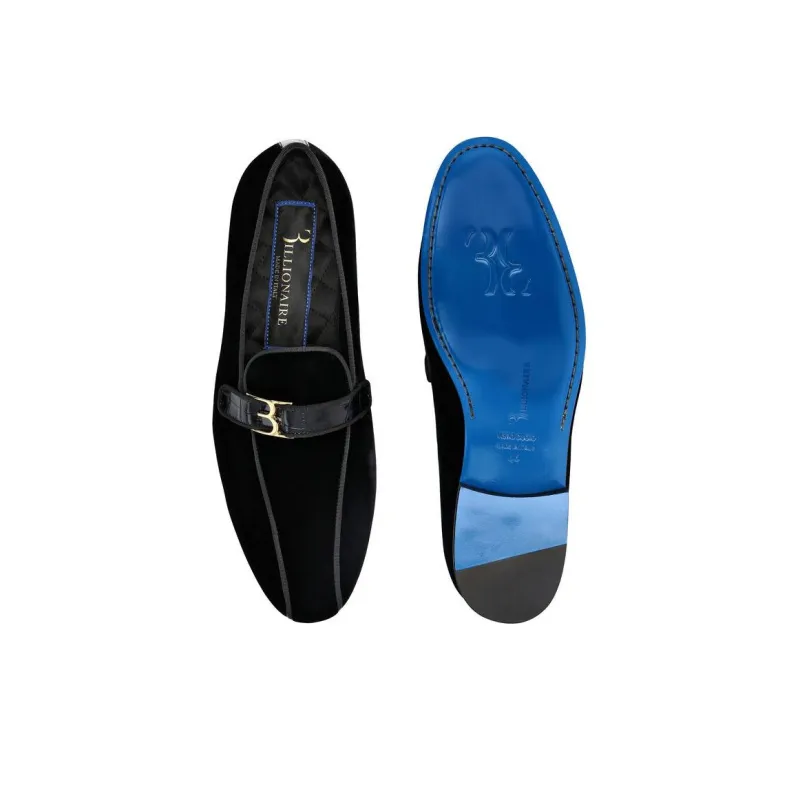 Billionaire Logo-plaque Velvet Loafers-4