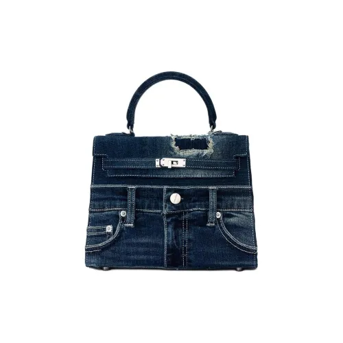 Margin Goods Denim Handbag Medium Size Women's Blue