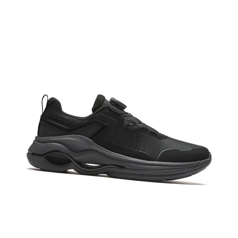 Anta Cushioned Anti Slip Wear Resistant Breathable Lightweight Low Top Running Shoes Men's Black-1