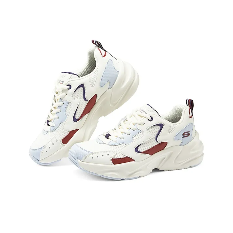 Skechers Cushioning Wear Resistant Low Top Chunky Sneakers Women's White-3