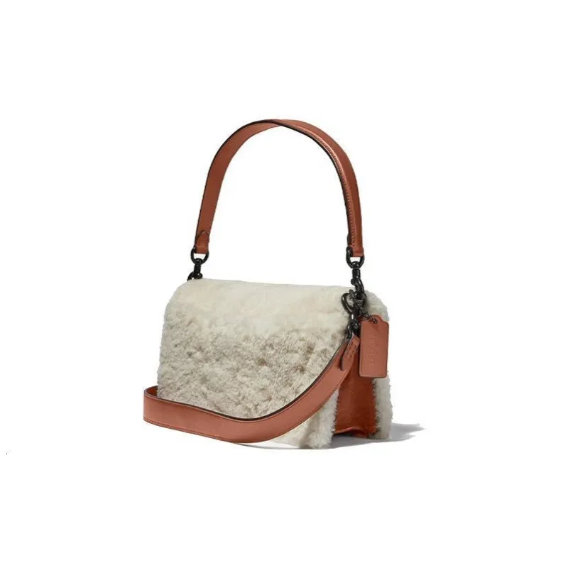 COACH Lambskin And Velvet Combination Shoulder Bag Portable Crossbody Bag Shoulder Bag Women's Umber-2