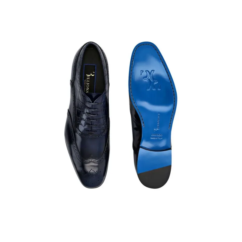 Billionaire Crocodile-effect Leather Derby Shoes-2