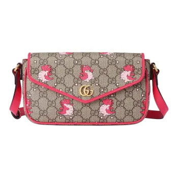 GUCCI Canvas Leather Binding Crossbody Bag, Shoulder Bag Women's