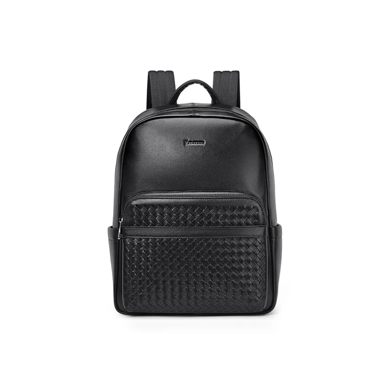Playboy Top Grain Cow Leather Backpack Regular Men's Black-1