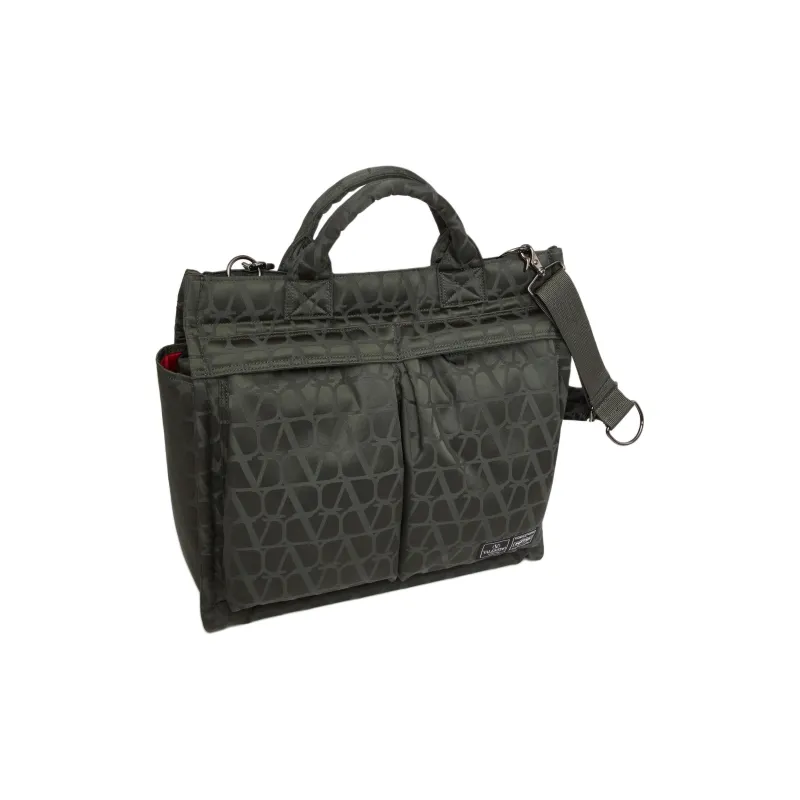 Valentino PORTER Collaboration Vlogo Technical Fabric Tote Bag Shopping Bag Handbag Men's Khaki-3