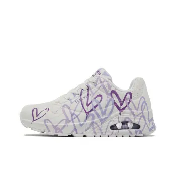 James Goldcrown x Skechers Uno Spread Cushioning, Wear Resistant Low Top Casual Shoes Women's White Purple