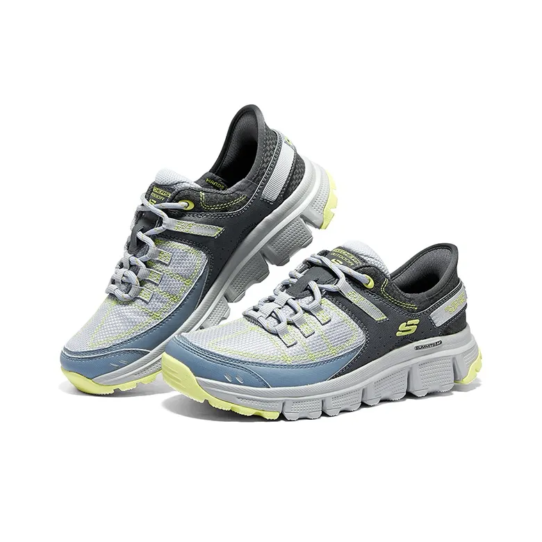 Skechers Summits AT Cushioned Wear Resistant Supportive Lightweight Low Top Running Shoes Women's Gray Blue White-3
