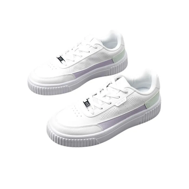 QIAODAN Slip Resistant Cushioning Abrasion Resistant Low Top Skateboard Shoes Women's White Purple-1