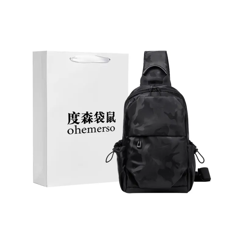 Dusen Kangaroo Oxford Sling Bag Men's Black/Camouflage Black-8