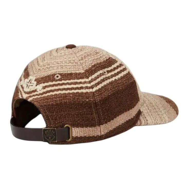 Polo Ralph Lauren Viscose Wool Cotton Nylon Buffalo Leather Baseball Caps Men's Brown-1