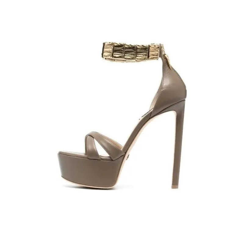 Roberto Cavalli Strap Sandals 15cm Women's Beige-0