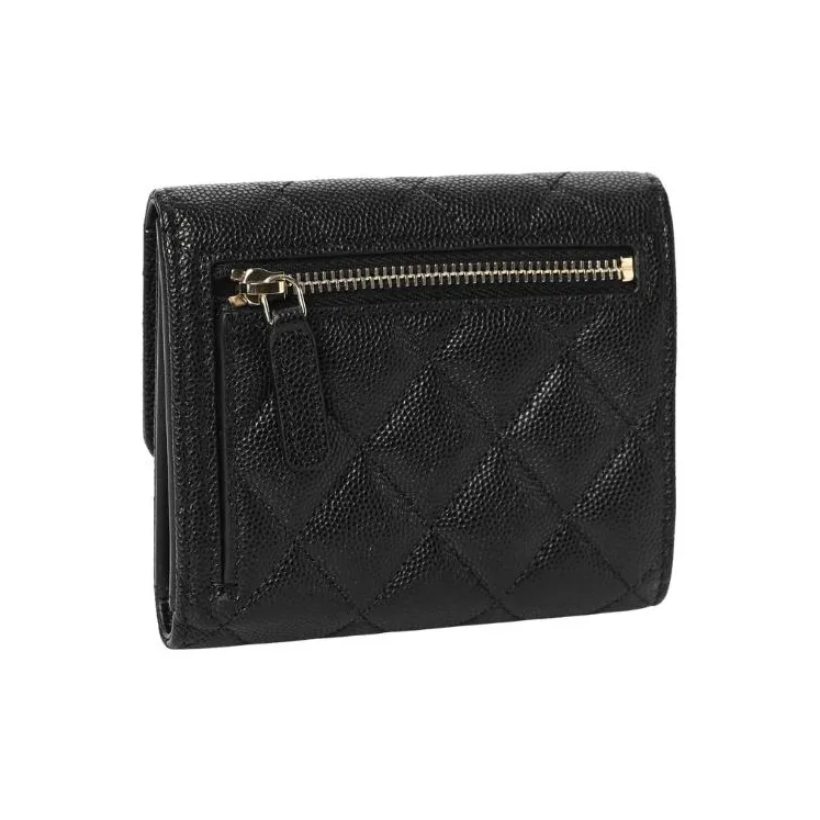 CHANEL Grain Embossed Caviar Cow Leather Wallet Women's Black-1