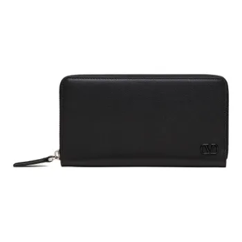 Valentino Vlogo Patent Leather Wallet Men's Black