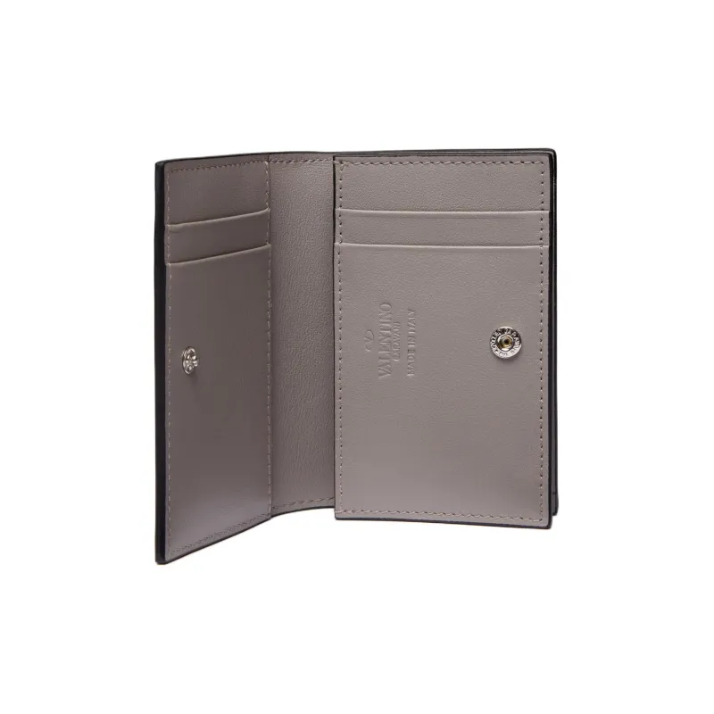 Valentino Vlogo Calfskin Card Holder Mini Men's Pearl Gray-2