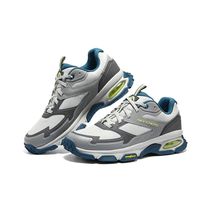 Skechers Cushioning, Wear Resistant Low Top Casual Shoes Men's Gray White-3