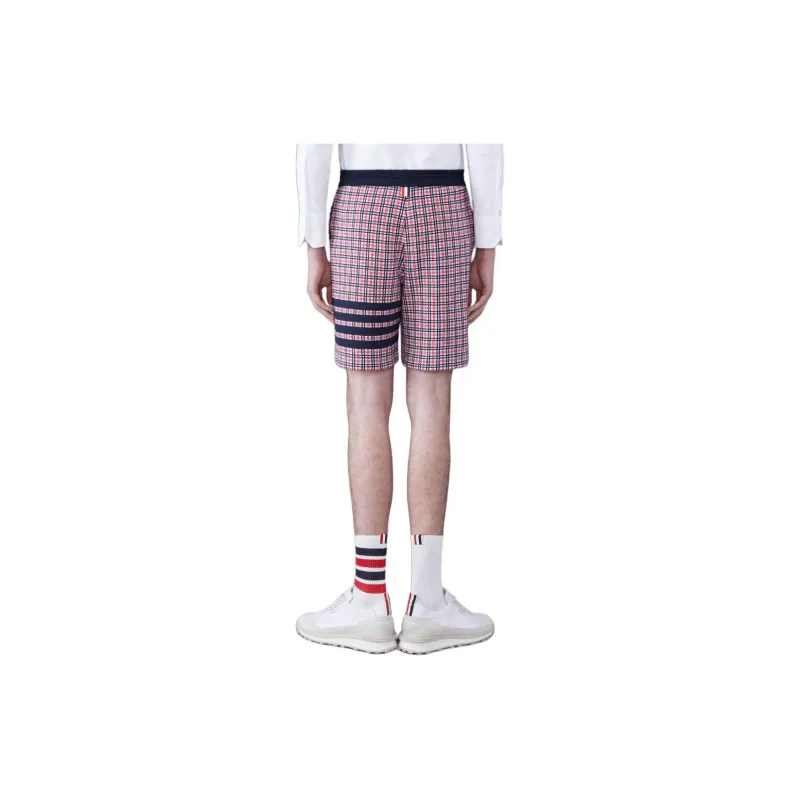THOM BROWNE Check Jacquard 4 Bar Sweatshorts-1