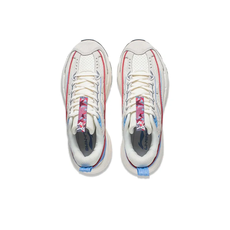 LiNing Comet LITE Cushioned Slip Resistant Abrasion Resistant Low Top Casual Shoes Women's White Blue-2
