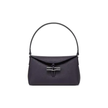 LONGCHAMP Roseau Grain Cow Leather Handbag Shoulder Bag Women's Purple