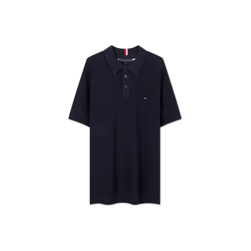 Tommy Hilfiger Logo-embroidered Honeycomb Knit Polo Shirt