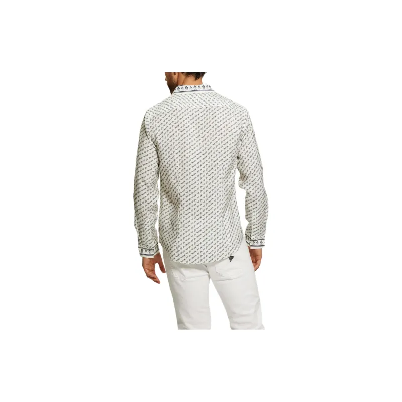 GUESS Eco Sandwash Bandana Shirt Shirt Men's White-1