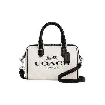 COACH Rowan Coated Canvas Handbag, Shoulder Bag, Crossbody Bag Mini Women's Chalk & Multicolor