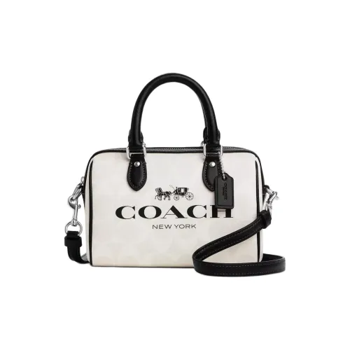 COACH Rowan Coated Canvas Handbag, Shoulder Bag, Crossbody Bag Mini Women's Chalk & Multicolor