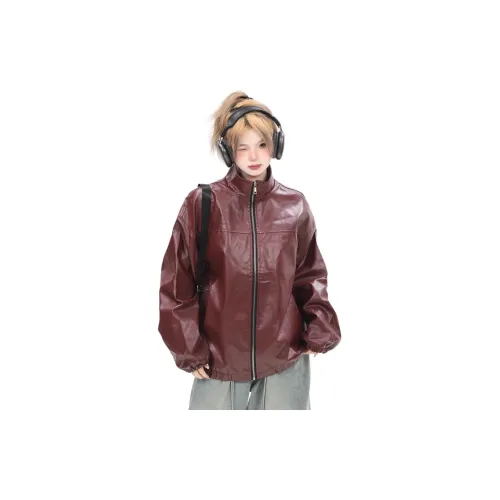 KRO Leather Jackets Women's Burgundy