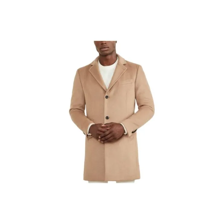 GUESS Single Breasted Wool-Blend Coat Coats Men's Beige-2