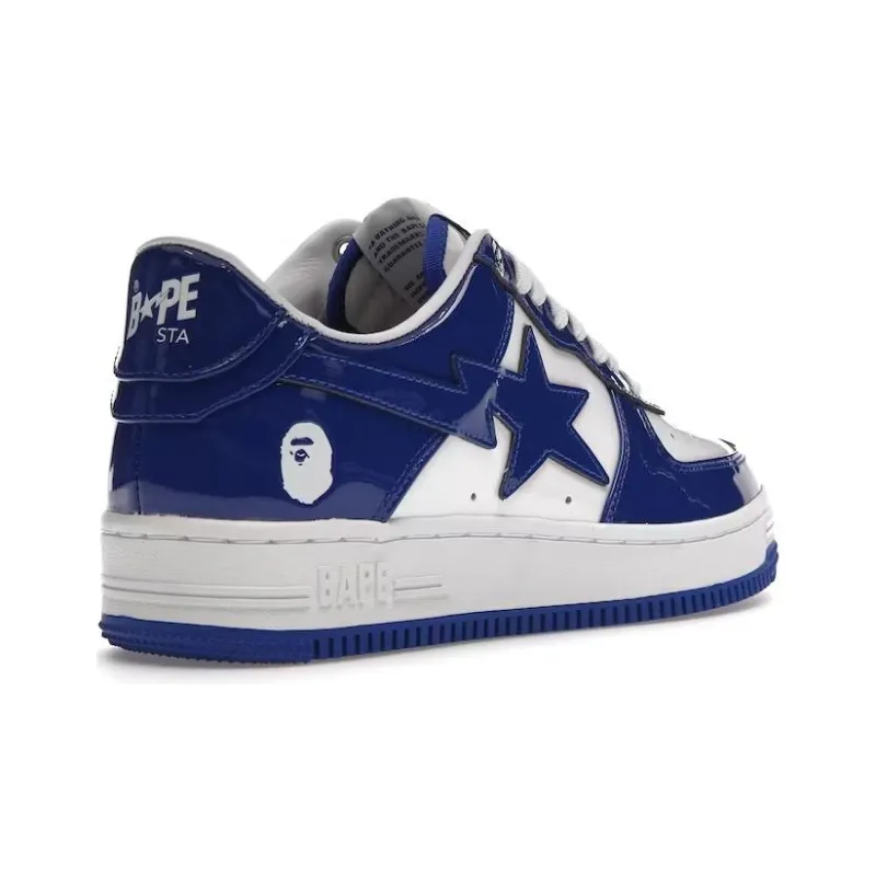 A BATHING APE Bape Sta Patent Leather White Blue 2023-3