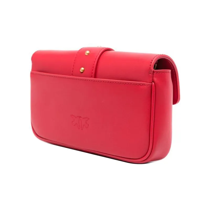 PINKO Cow Leather Crossbody Bag Shoulder Bag Women's Red-3