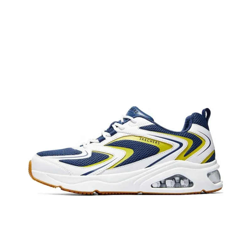 Skechers Wear resistant And Lightweight Low Top Casual Running Shoes Men's White Blue-0