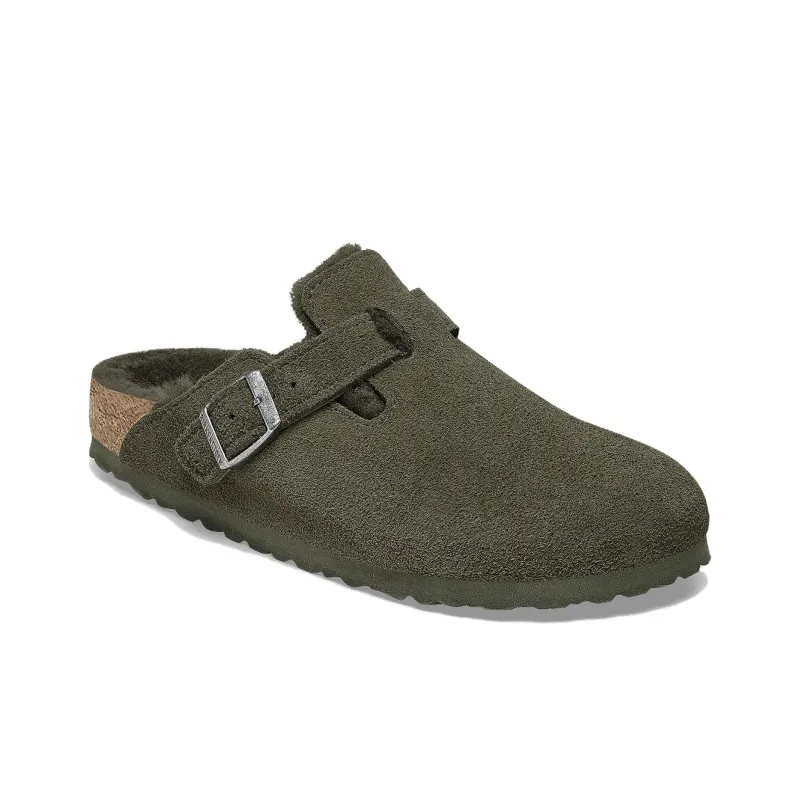 Birkenstock Boston Shearling Suede Leather Narrow Fit 'Thyme'-1