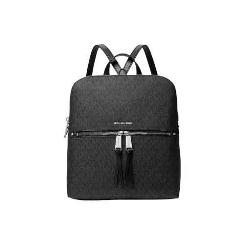 MICHAEL KORS Coated Canvas Backpack Medium Size Unisex Black