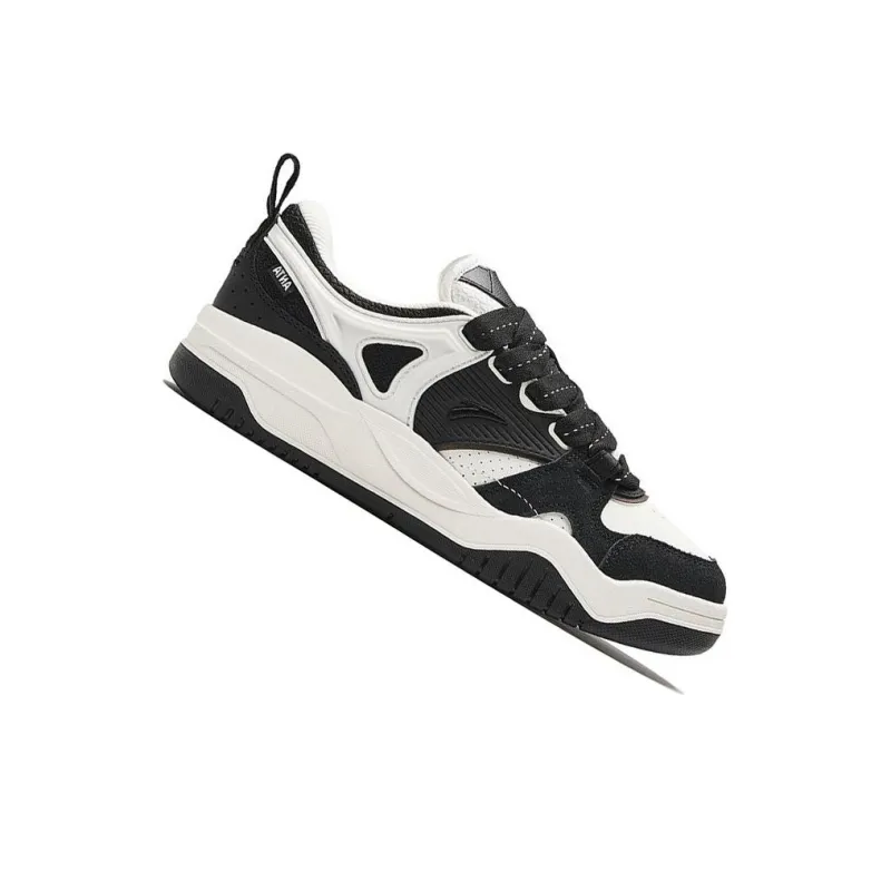 Anta Sea Salt Cushioning Wear Resistant Low Top Casual Shoes Women's Black White-2