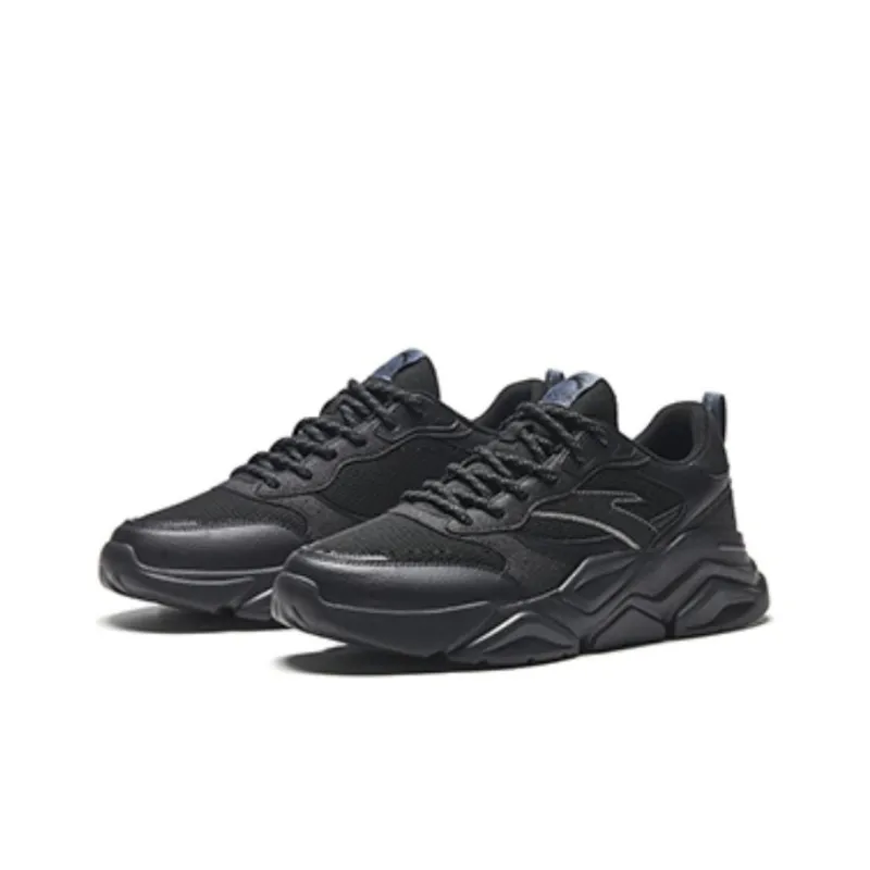 Anta Life Collection Anti Slip Wear Resistant Breathable Impact Resistant Lightweight Mid Top Running Shoes Men's Black-1