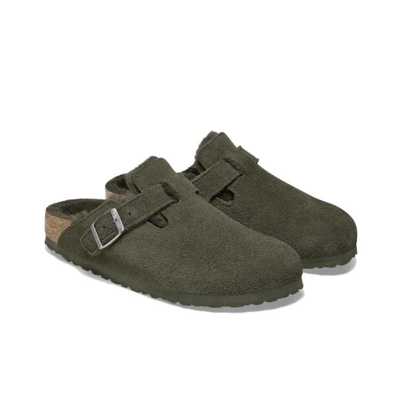 Birkenstock Boston Shearling Suede Leather Narrow Fit 'Thyme'-2