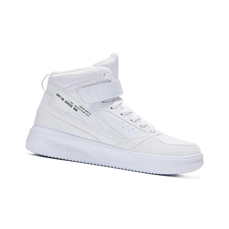361° Warm Anti Slip And Wear Resistant High Top Skateboard Shoes Men's White Fleece Lined-1
