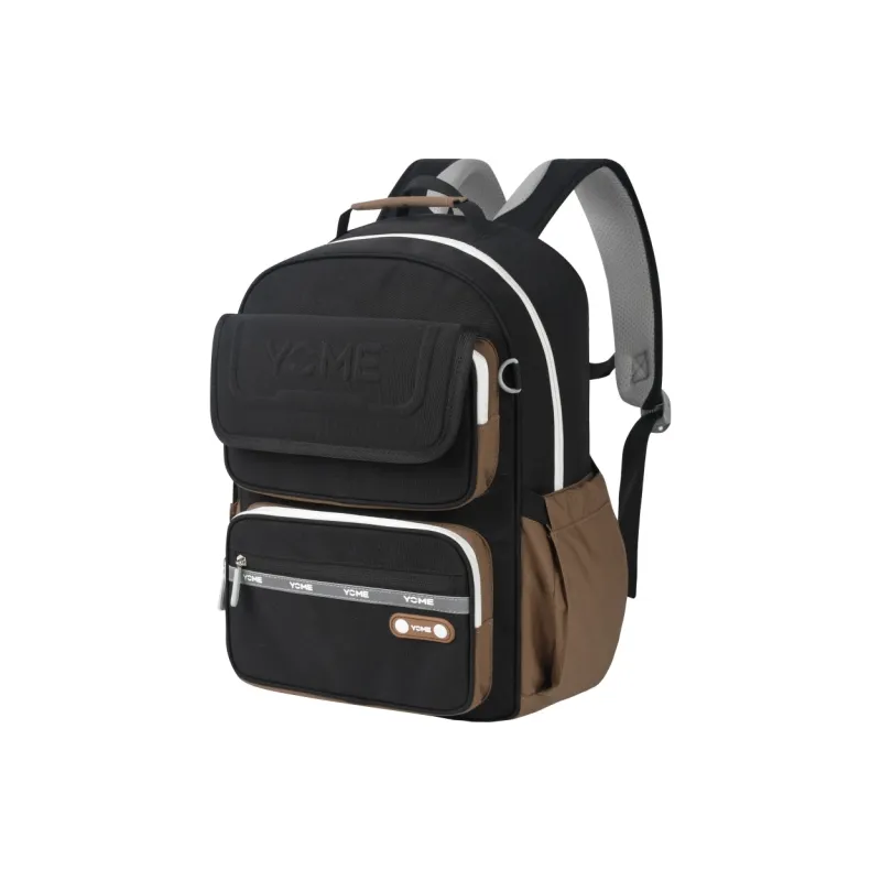 YOME Polyester Backpack Medium Size Unisex Khaki/Obsidian Black-7