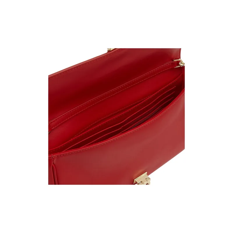 FERRAGAMO GANCINI Calfskin Handheld Shoulder Bag, Crossbody Bag Mini Women's Flame Red-4