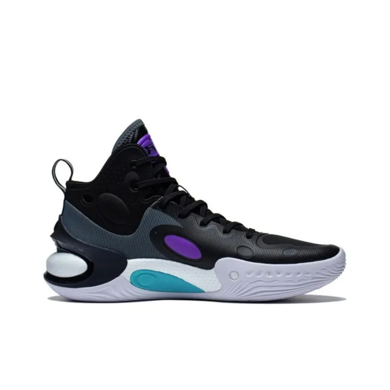 LiNing YuShuai 17 Cushioning, Wear Resistant Mid Top Basketball Shoes Men's Black Purple-1