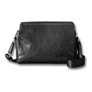 Back Step Top Grain Vegetable Tanned Cow Leather Genuine Leather Shoulder Bag Crossbody Bag Regular Unisex Black