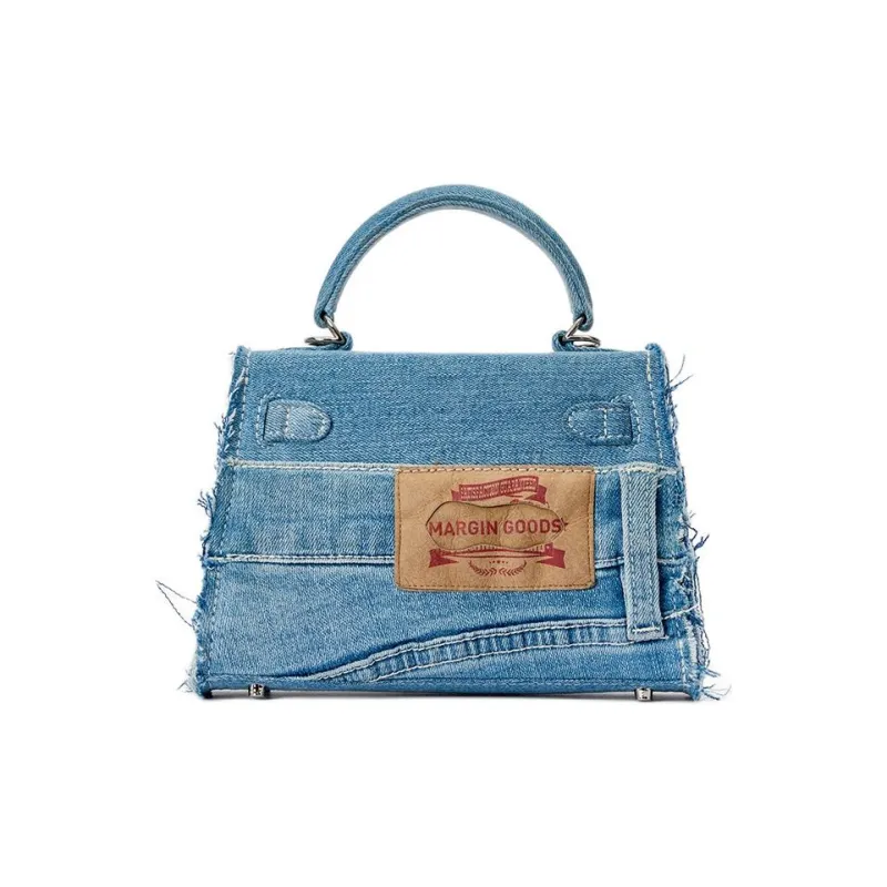 Margin Goods Denim Handbag Medium Size Women's Blue-2