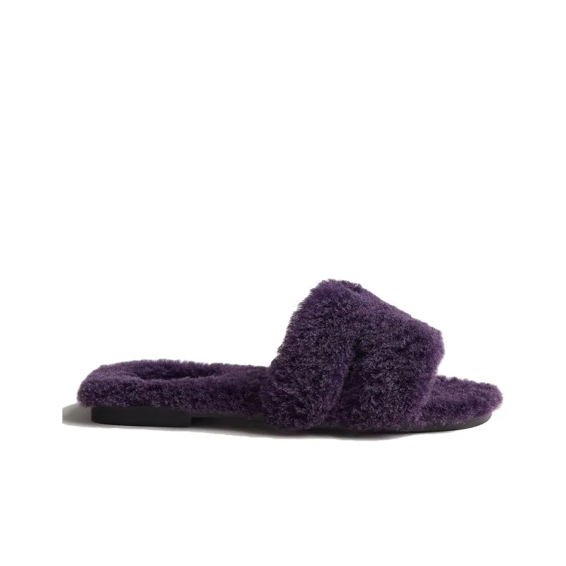 HERMES Oran Slide Slippers Women's Violet-1