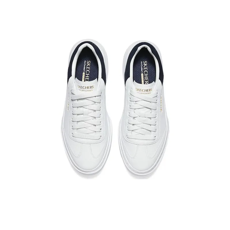 Skechers Court Classics Anti Slip Wear Resistant Low Top Skateboard Shoes Men's White Blue-3
