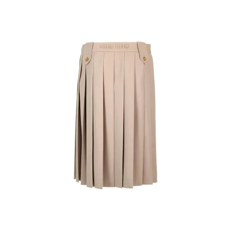 MIU MIU Pleated Gabardine Wool Skirt-1