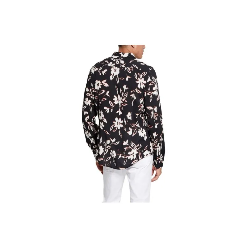 GUESS Eco Ikat Floral Long-Sleeve Shirt Shirt Men's Black-1