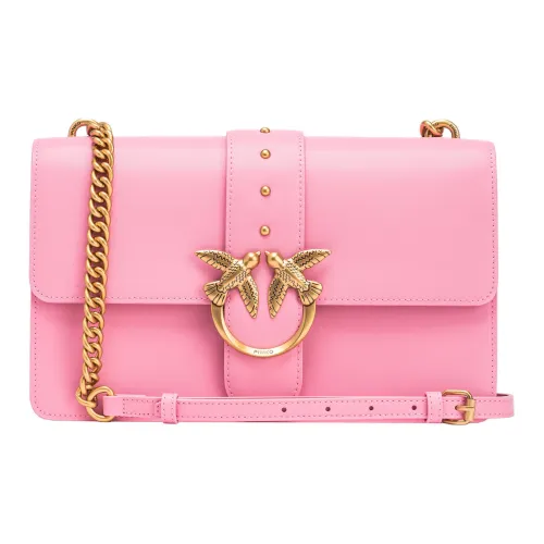 PINKO Classic LoveSIMPLY Cow Leather Portable Crossbody Bag Shoulder Bag Women's Pink