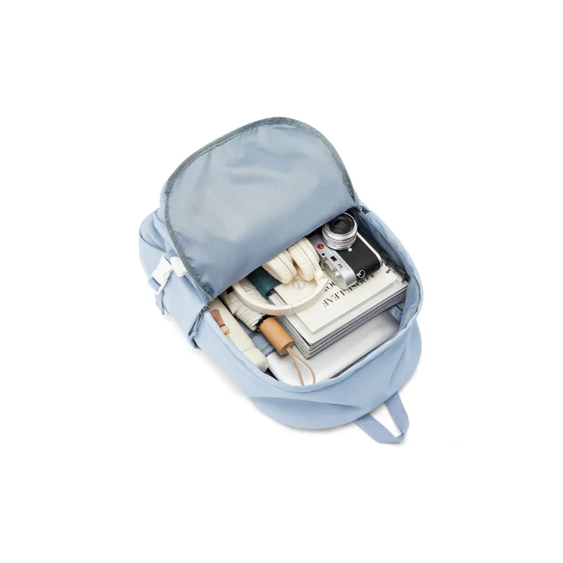 RIOREX Fabric Backpack Regular Unisex Black/White/Dark Blue/Milk Blue/Pink Purple/Light Green-23